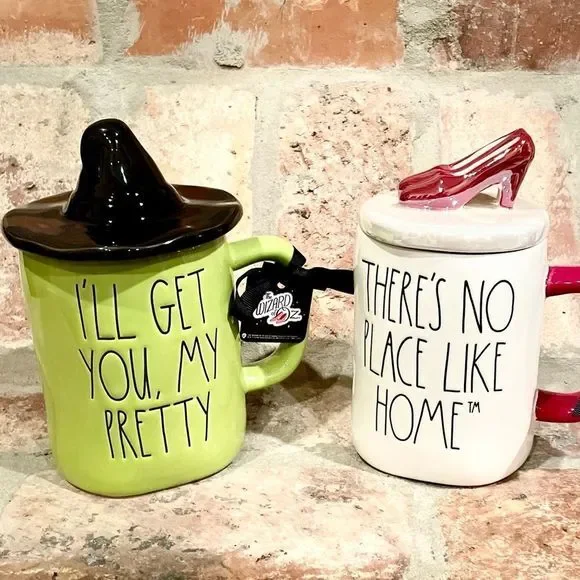 Rae Dunn Disney Wizard of Oz Mug Set Dorthy Mug Has Red Iridescent Heels Topper - Picture 8 of 8